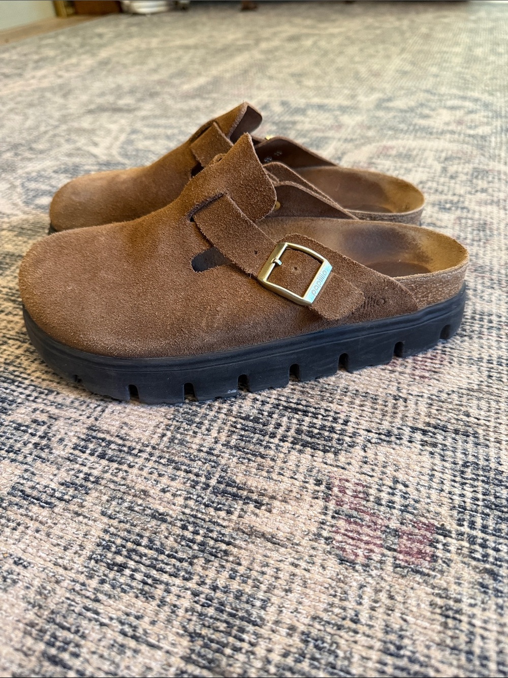 Birkenstock Papillio Boston Platform Chunky Clog Brown Black